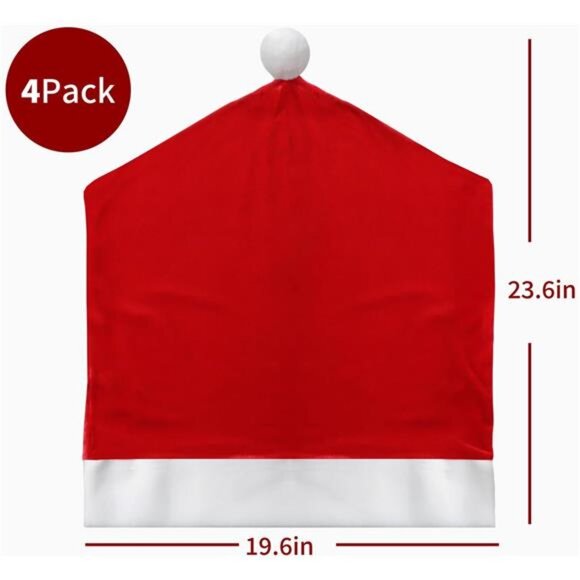 Set of 4 Kitchen Christmas Chair Covers for Dining Chairs Decoración, - Picture 2 of 8